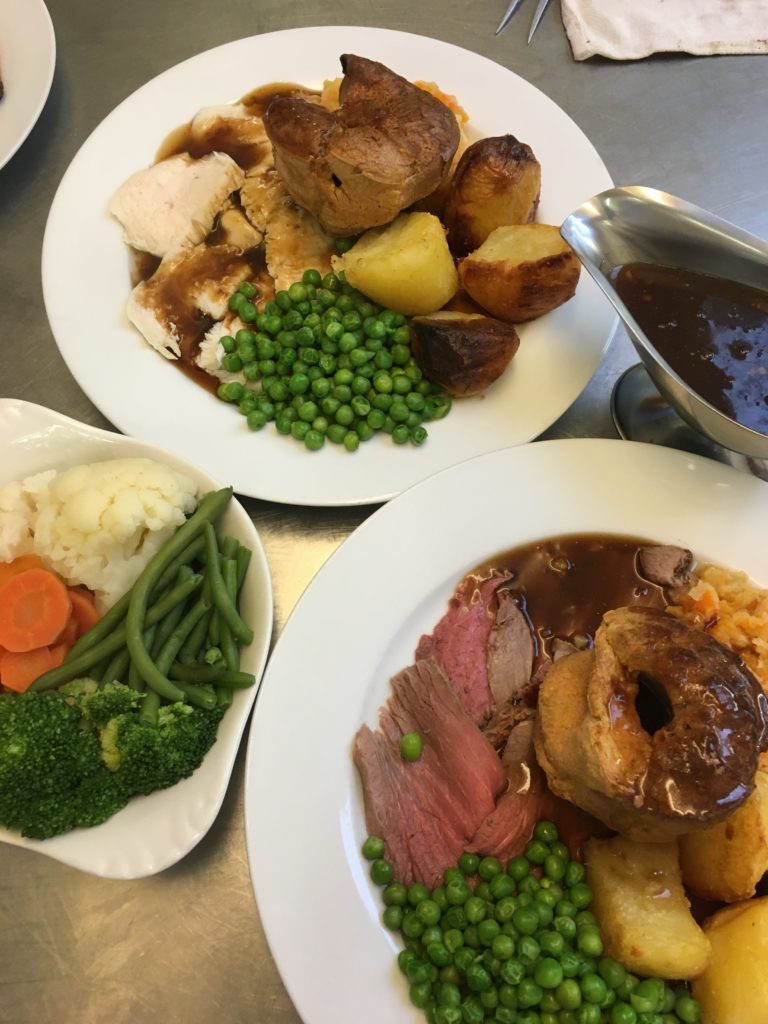 Two large roast dinners